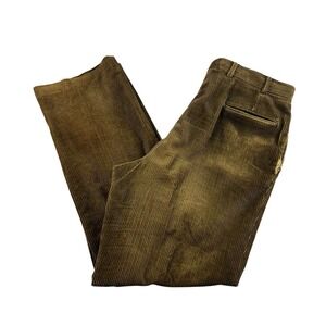 Vintage Berle Pants Men's 36x32 Brown Wide Wale Corduroy Pleated Grunge‎ *FLAW